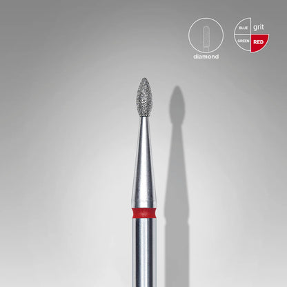 Punta diamantata Goccia, rosso, diametro 1.6 mm - lunghezza punta 4 mm